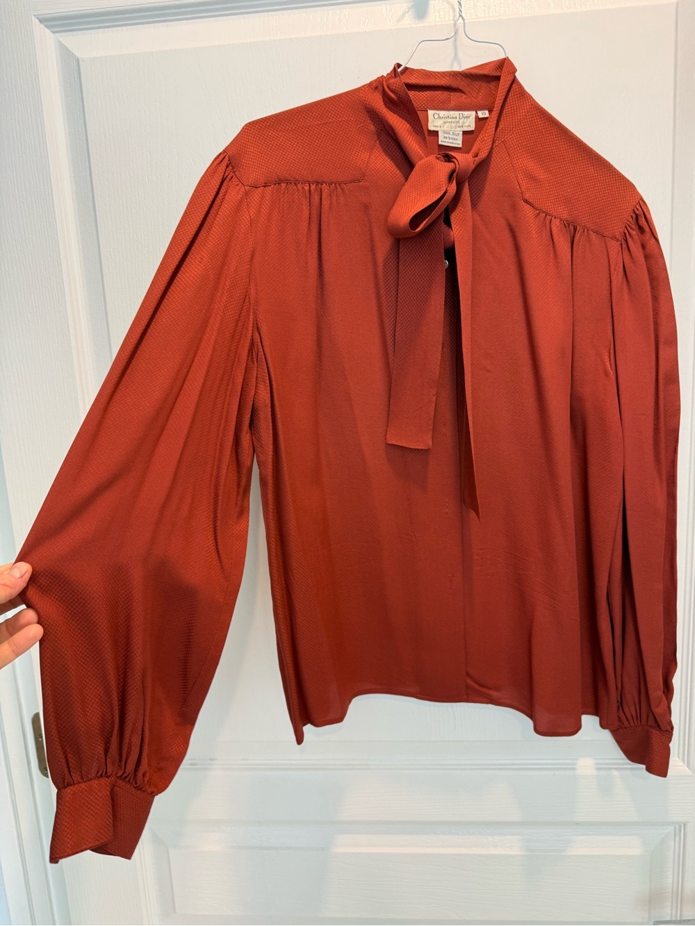 Vintage Christian Dior Silk P*ssy Bow Blouse 10